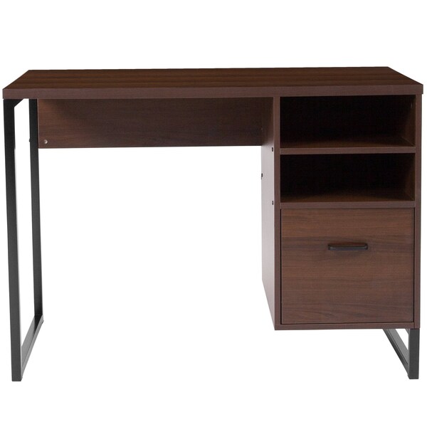 Flash Furniture Computer Desk Computer Desk, Black Metal Frame, Coffee, 19-1/2" D X 29-1/2" H, 41-1/4" W X Laminate - NAN-NJ-HD10168-GG