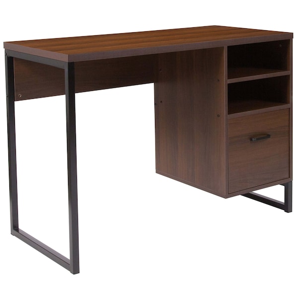 Flash Furniture Computer Desk Computer Desk, Black Metal Frame, Coffee, 19-1/2" D X 29-1/2" H, 41-1/4" W X Laminate - NAN-NJ-HD10168-GG