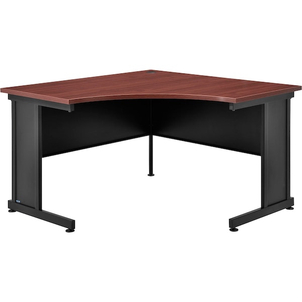 Interion By Global Industrial Corner Desk, 48 in D X 30 in H, 48 in W X Steel Frame, Laminate Top, Mahogany - 248999MH