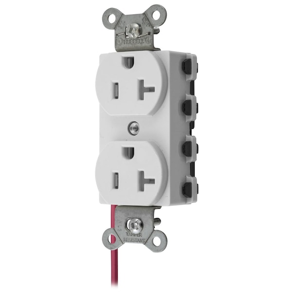 Dispositivos de hoja recta de Hubbell Wiring Device-Kellems, contactos, duplex, SNAPConnect, a prueba de manipulaciones, circuito dividido, 20A 125V, 2 polos 3 cables de tierra, 5-20R, nylon, blanco, EE. UU. - SNAP5362WSCTRA