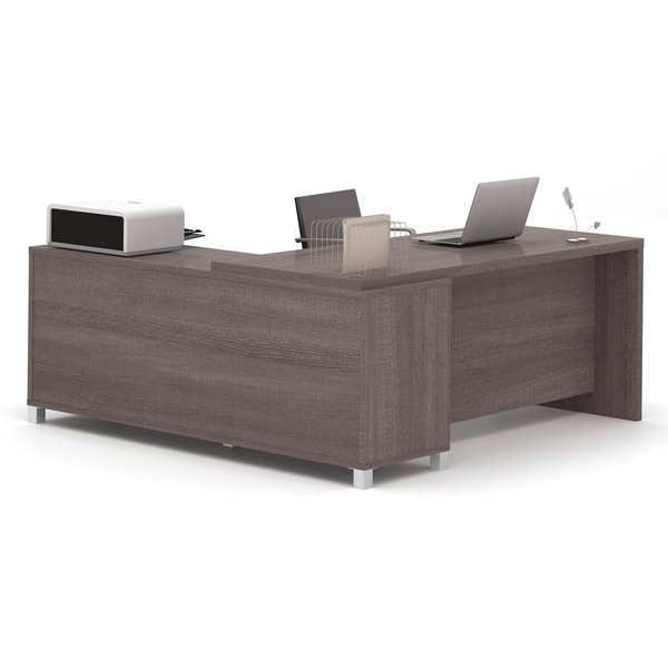 Bestar L Shaped Desk L-Shape Workstation, 71.1" D X 29.9" H, 71.1" W X Melamine, Bark Gray - 120863-47