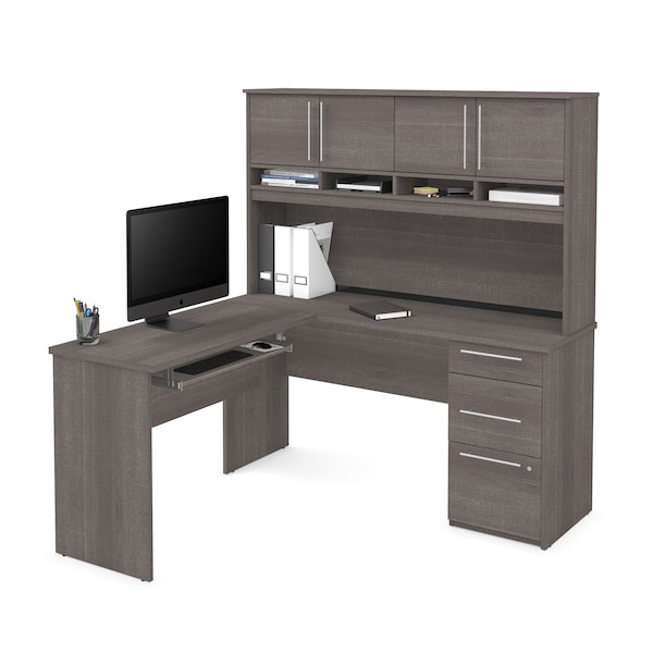 Bestar Innova Plus L-Shaped Desk, Bark Gray - 92421-47
