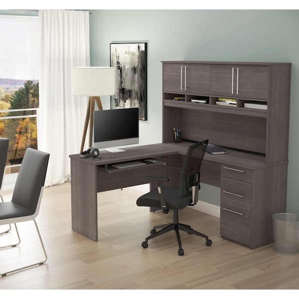 Bestar Innova Plus L-Shaped Desk, Bark Gray - 92421-47