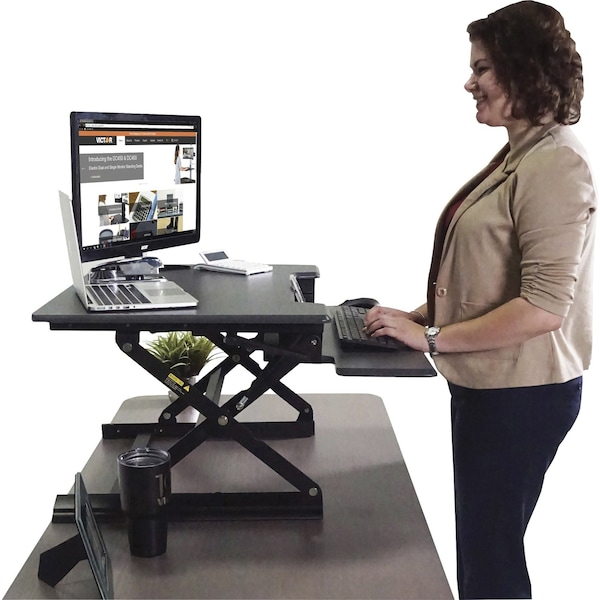 Victor Technology Height Adjustable Standing Desk with Keyboard Tray Standing Desk Converter, 23 in D X 36 in W X - DCX760G