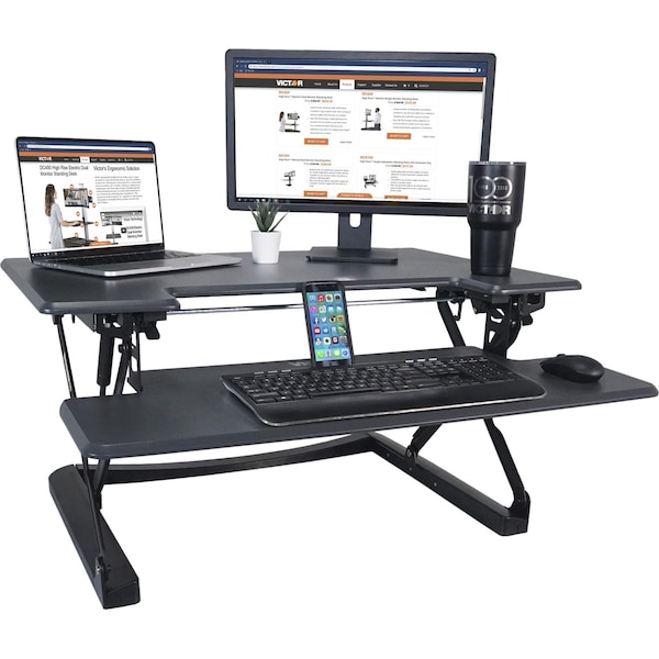 Victor Technology Height Adjustable Standing Desk with Keyboard Tray Standing Desk Converter, 23 in D X 36 in W X - DCX760G