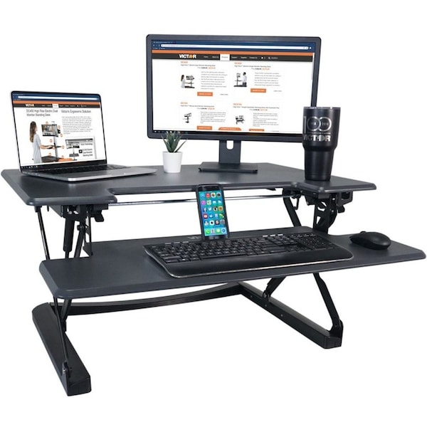 Victor Technology Height Adjustable Standing Desk with Keyboard Tray Standing Desk Converter, 23 in D X 36 in W X - DCX760G