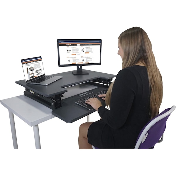 Victor Technology Height Adjustable Standing Desk with Keyboard Tray Standing Desk Converter, 23 in D X 36 in W X - DCX760G