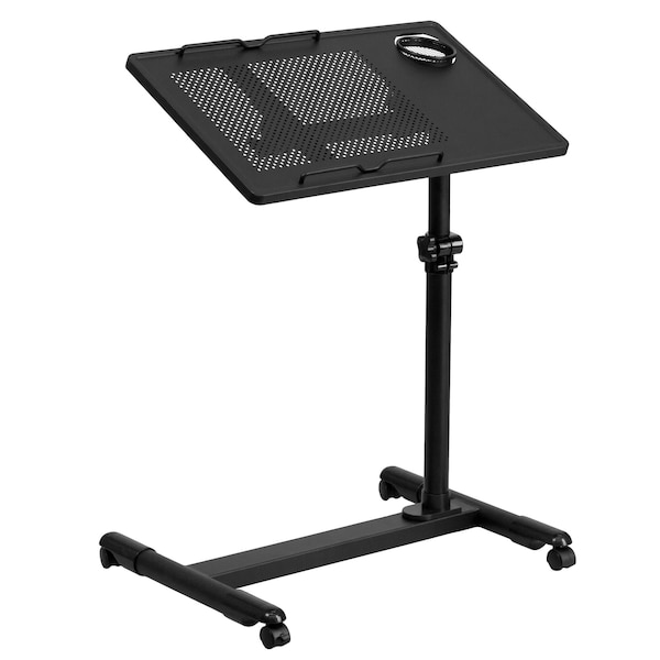 Flash Furniture Adjustable Height Steel Mobile Computer Desk Adjustable-Height Computer Stand, 17 1/2 in D X Black - NAN-JG-06B-BK-GG