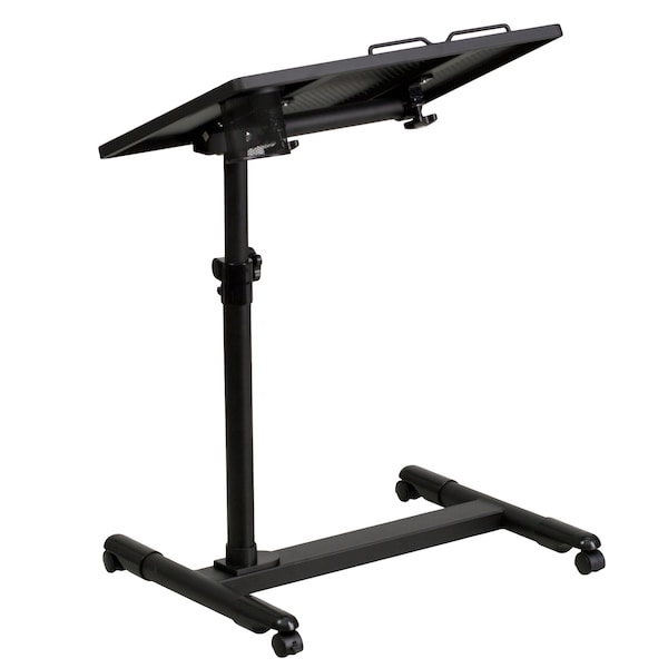 Flash Furniture Adjustable Height Steel Mobile Computer Desk Adjustable-Height Computer Stand, 17 1/2 in D X Black - NAN-JG-06B-BK-GG