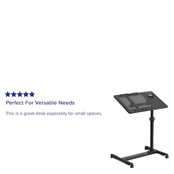 Flash Furniture Adjustable Height Steel Mobile Computer Desk Adjustable-Height Computer Stand, 17 1/2 in D X Black - NAN-JG-06B-BK-GG