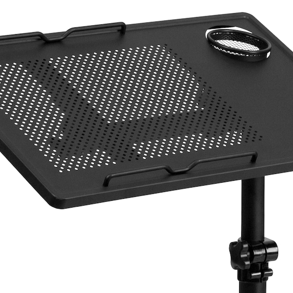 Flash Furniture Adjustable Height Steel Mobile Computer Desk Adjustable-Height Computer Stand, 17 1/2 in D X Black - NAN-JG-06B-BK-GG