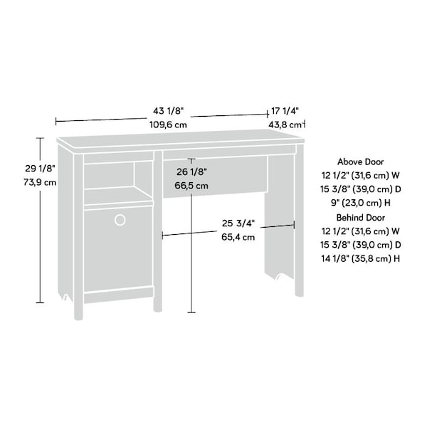 Sauder Desk, 17.24 in D X 29.09 in H, 43.15 in W X Engineered wood - 433524