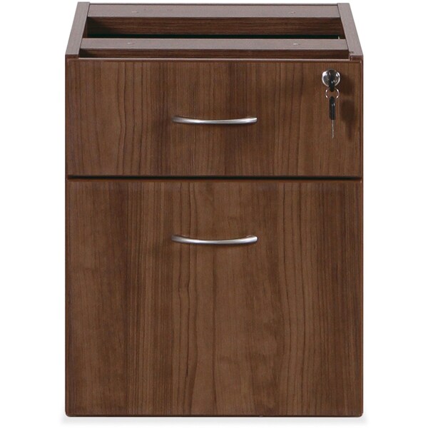 Lorell Pedestal Desk Hanging Pedestal, 15.5" D X 18.9" H, 15.5" W X PVC (Edge), Steel (Slide), Walnut - LLR69987