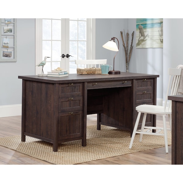 Sauder Executive Desk, 29.53 in D X 30 in H, 65.12 in W X Engineered wood - 422976