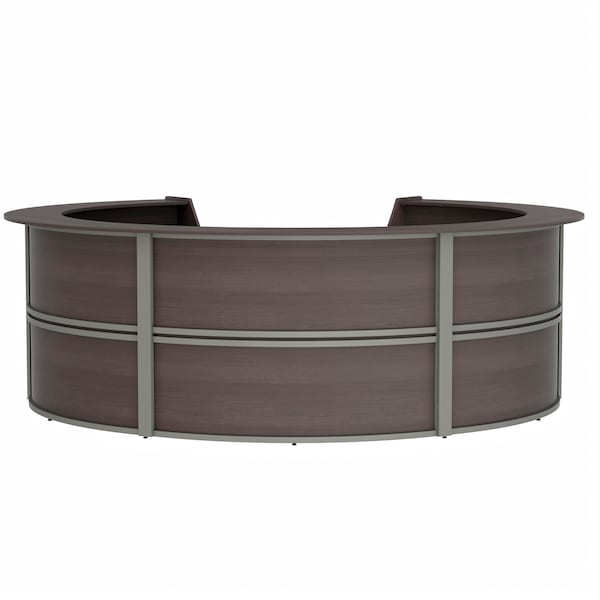 Linea Italia Reception Desk 11.1 ft D X 46 in H, 11.8 ft W X Thermofused Laminate, Mocha - ZUT299