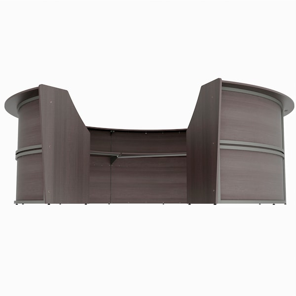 Linea Italia Reception Desk 11.1 ft D X 46 in H, 11.8 ft W X Thermofused Laminate, Mocha - ZUT299