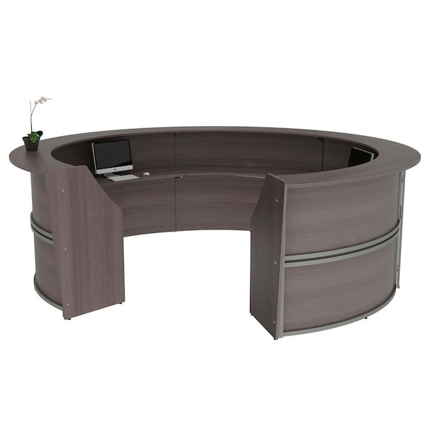 Linea Italia Reception Desk 11.1 ft D X 46 in H, 11.8 ft W X Thermofused Laminate, Mocha - ZUT299