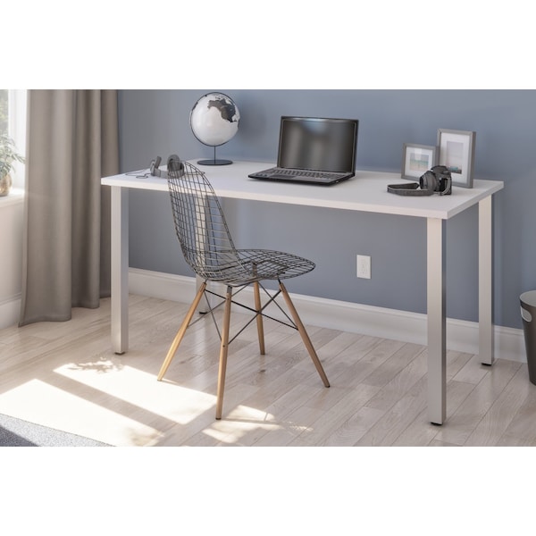 Bestar Universel 60W Table Desk with Square Metal Legs, White - 65865-17