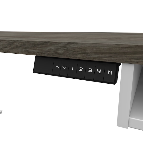 Bestar Pro-Vega Height Adjustable L-Desk, Walnut Grey/White - 130420-000035
