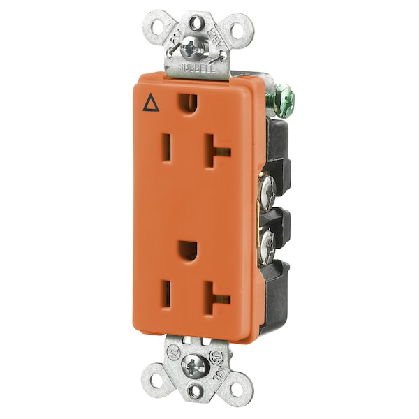 Dispositivos de cuchilla recta Hubbell Wiring Device-Kellems, receptáculos, duplex, grado comercial/decorativo, tierra aislada, 2 polos 3 cables de tierra, 20A 125V, 5-20R, paquete individual - IG2162