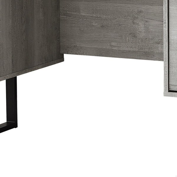 Homeroots 30.25 in. Grey Reclaimed Wood Particle Board & Black Metal Computer Desk - 333518