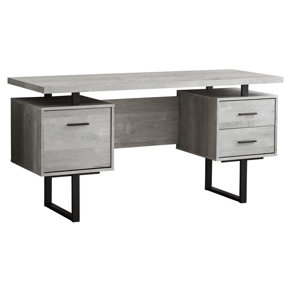 Homeroots 30.25 in. Grey Reclaimed Wood Particle Board & Black Metal Computer Desk - 333518