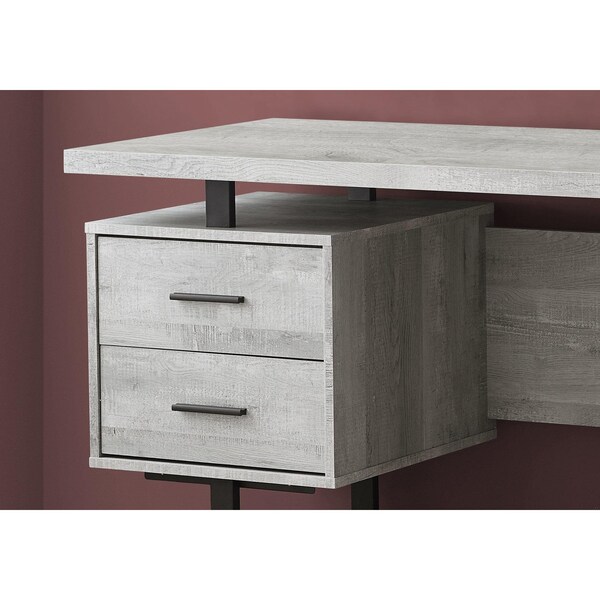 Homeroots 30.25 in. Grey Reclaimed Wood Particle Board & Black Metal Computer Desk - 333518