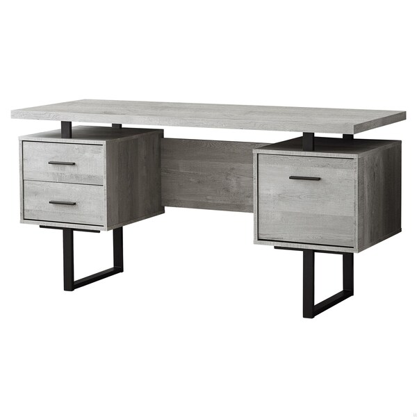 Homeroots 30.25 in. Grey Reclaimed Wood Particle Board & Black Metal Computer Desk - 333518