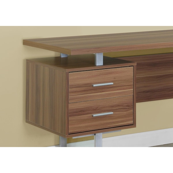 Homeroots 30.25 in. Walnut Particle Board & Silver Metal Computer Desk with a Hollow Core - 333369