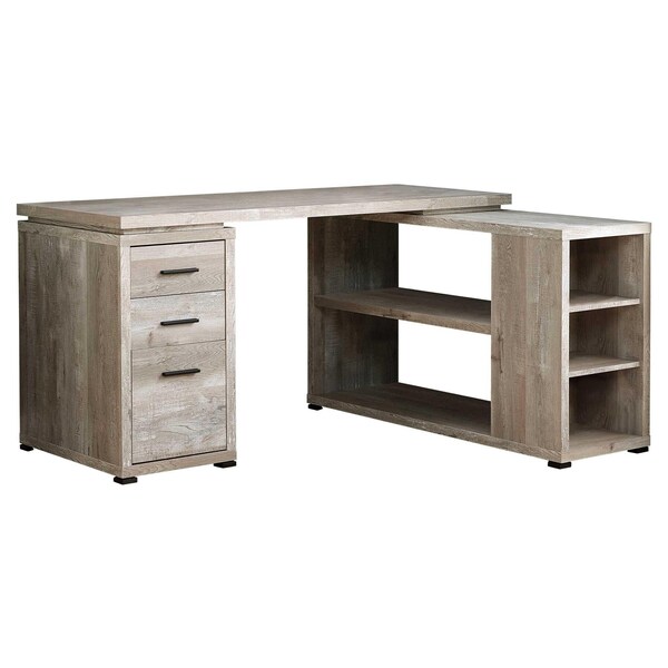 Homeroots 29 in. Taupe Reclaimed Wood Particle BoardHollow Core & MDF Computer Desk - 333523