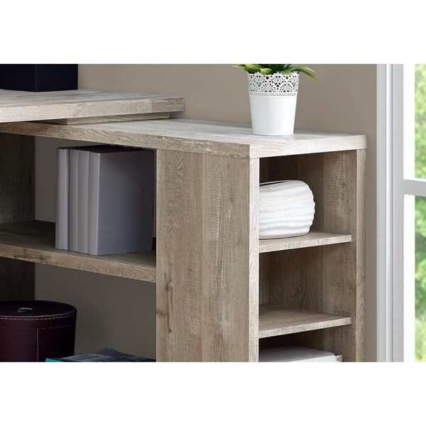 Homeroots 29 in. Taupe Reclaimed Wood Particle BoardHollow Core & MDF Computer Desk - 333523