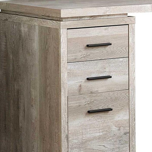 Homeroots 29 in. Taupe Reclaimed Wood Particle BoardHollow Core & MDF Computer Desk - 333523