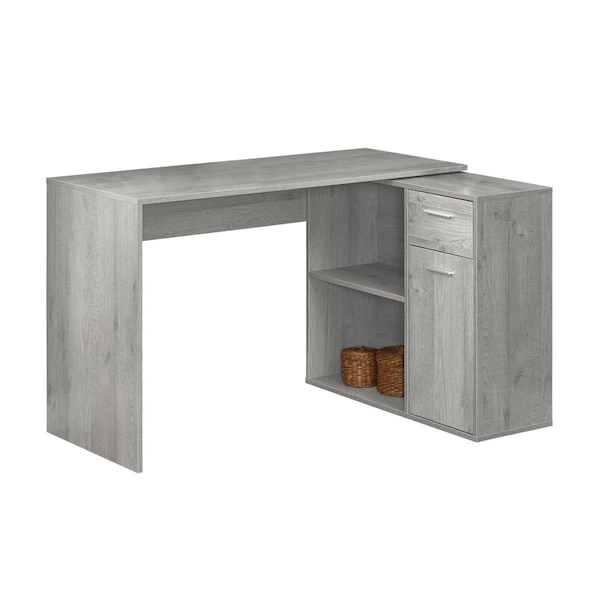 Daphnes Dinnette 46 in. Grey with A Storage Cabinet Computer Desk - Grey - 46in. - DA3071182