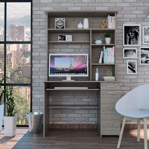 Depot E-Shop 180 in. Xalo Computer Hutch Desk, Light Gray - DE-ELZ5720