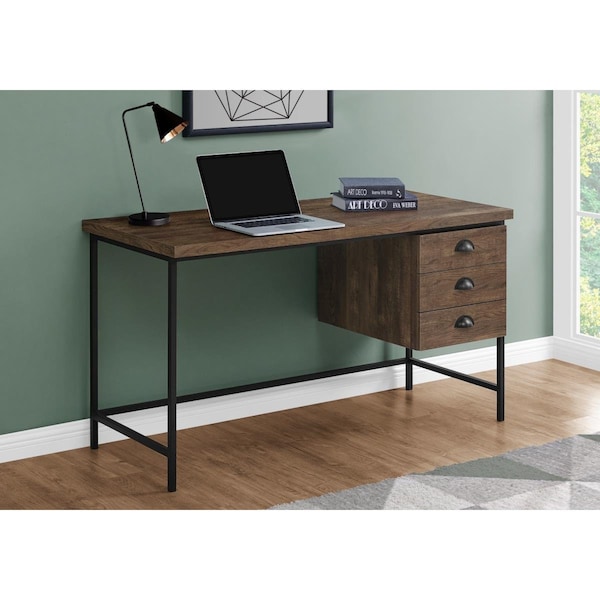 Daphnes Dinnette 55 in. Brown Reclaimed Wood & Black Metal Computer Desk - DA3600148