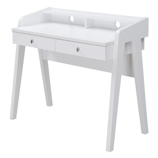 Convenience Concepts 42 x 18 x 34.75 in. Newport Deluxe 2 Drawer Desk, White - HI2540119