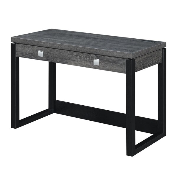 Convenience Concepts Newport Two-Drawer Desk with Charging Station - Gray, Wood - 47.25 x 23.25 x 30.75 in. - HI2540300
