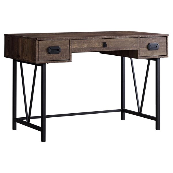 Daphnes Dinnette 48 in. Brown Reclaimed Wood & Black Metal Computer Desk - DA3076380