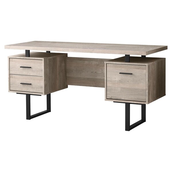 Daphnes Dinnette 60 in. Taupe Reclaimed Wood & Black Metal Computer Desk - DA2450128
