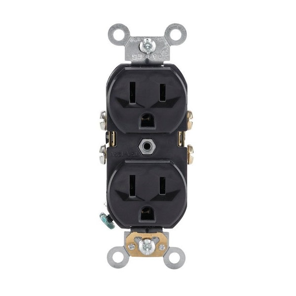 Leviton 15 amperios 125 V Salida Dúplex Negra 5-15R - 0BR15-0ES