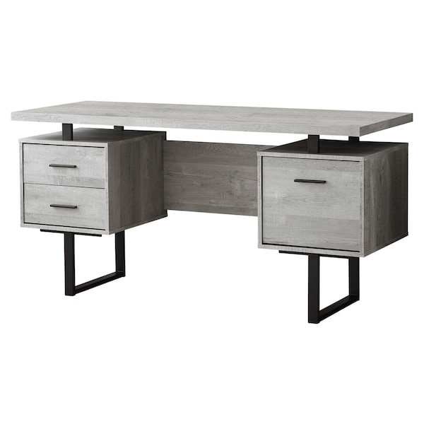 Daphnes Dinnette 60 in. Grey Reclaimed Wood & Black Metal Computer Desk - DA2454930