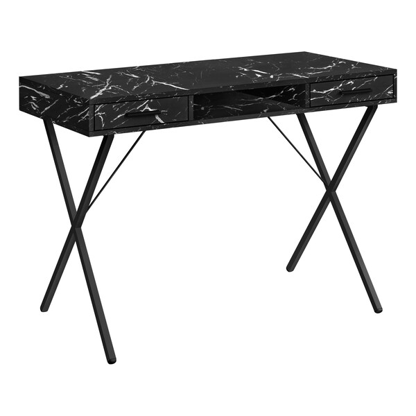 Monarch Specialties Computer Desk, Home Office, Laptop, Storage Drawers, 42"L, Work, Metal, Black Marble Look - I 7793