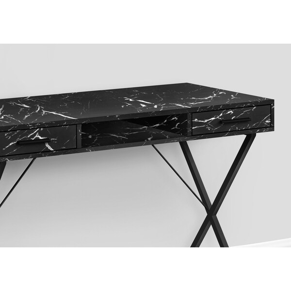 Monarch Specialties Computer Desk, Home Office, Laptop, Storage Drawers, 42"L, Work, Metal, Black Marble Look - I 7793