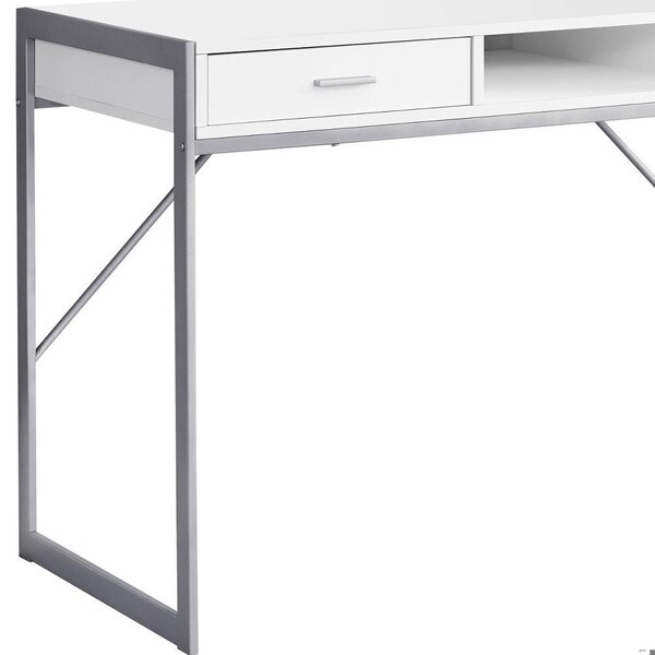Homeroots 32.75 in. MDF & Silver Metal Computer Desk - 333486