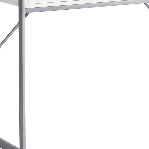 Homeroots 32.75 in. MDF & Silver Metal Computer Desk - 333486