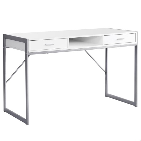 Homeroots 32.75 in. MDF & Silver Metal Computer Desk - 333486