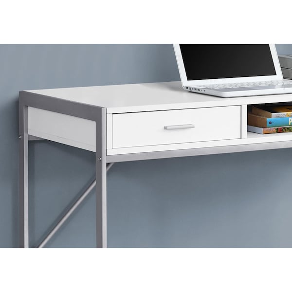 Homeroots 32.75 in. MDF & Silver Metal Computer Desk - 333486