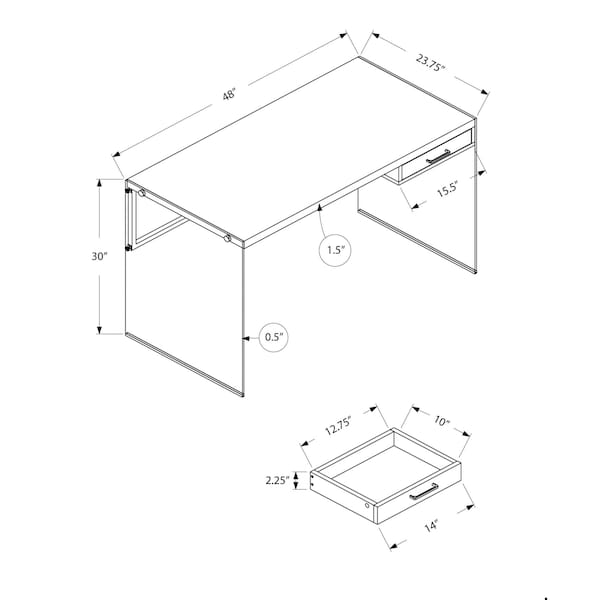 Homeroots 30 in. Brown Particle BoardBlack Metal & Clear Tempered Glass Computer Desk - 333541