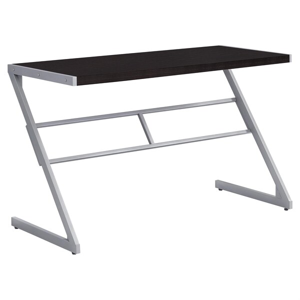 Homeroots 30 in. Cappuccino MDF & Silver Metal Computer Desk - 333494