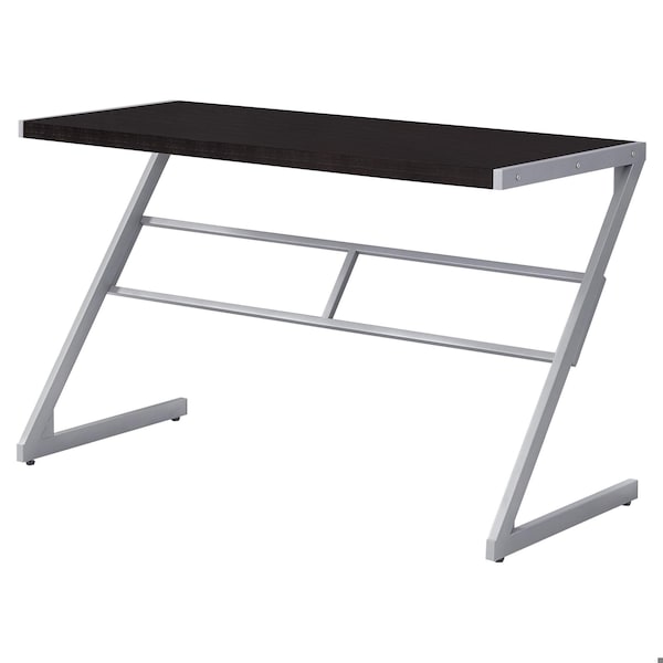 Homeroots 30 in. Cappuccino MDF & Silver Metal Computer Desk - 333494